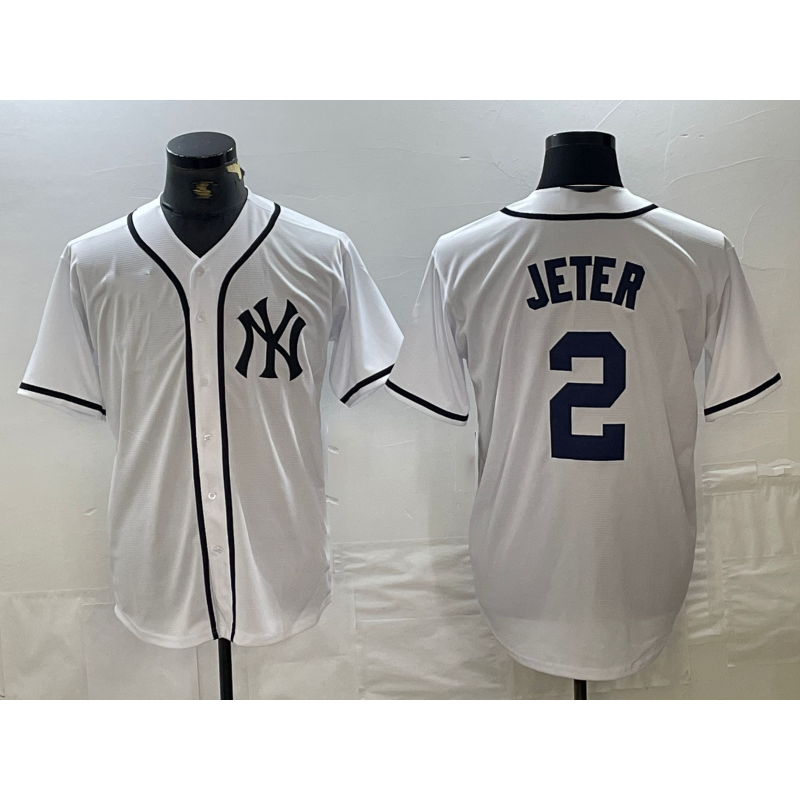 NY.Yankees #2 Derek Jeter White Fashion Cool Base Jersey