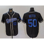 LA.Dodgers #50 Mookie Betts Number Black Cool Base With Patch Stitched Jersey