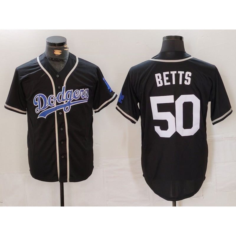 LA.Dodgers #50 Mookie Betts Black White Cool Base Stitched Jersey