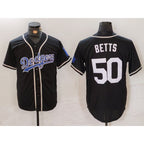 LA.Dodgers #50 Mookie Betts Black White Cool Base Stitched Jersey