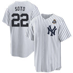 NY.Yankees #22 Juan Soto White 2024 World Series With Name Cool Base Stitched  Jersey