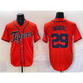 D.Tigers #29 Tarik Skubal Orange With Patch Cool Base Stitched Jersey