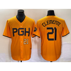 P.Pirates #21 Roberto Clemente Number Gold 2023 City Connect Stitched Jersey