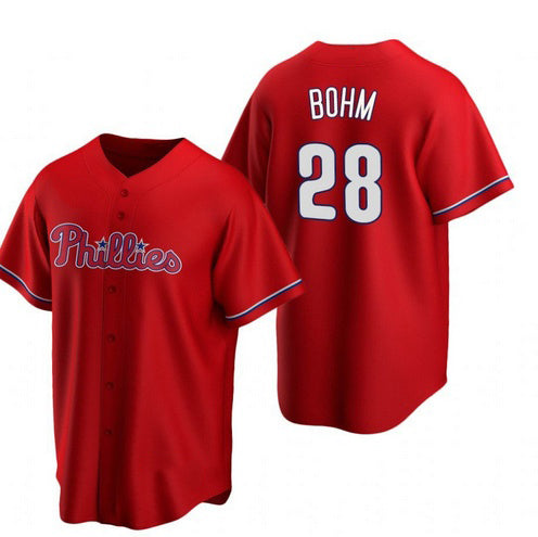 P.Phillies #28 Alec Bohm Red Alternate stitch Jersey