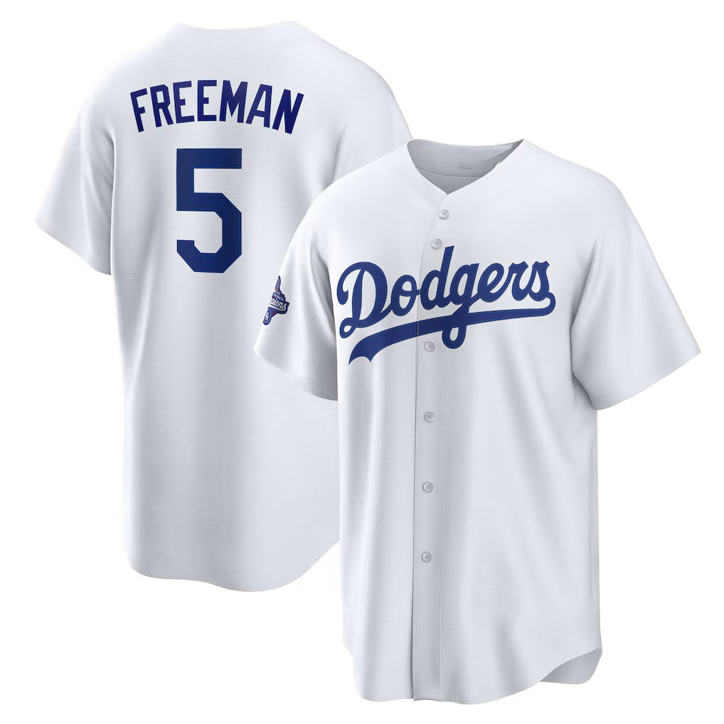 LA.Dodgers #5 Freddie Freeman White Home 2025 World Series Champions Replica Jersey