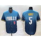 P.Phillies #5 Bryson Stott Blue 2024 City Player Number Cool Base Stitched Jerseys