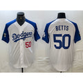LA.Dodgers #50 Mookie Betts Number White Blue Fashion Stitched Cool Base Limited Jersey