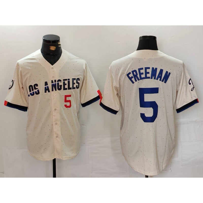 LA.Dodgers #5 Freddie Freeman Number Cream 2024 City Connect Limited 2 Stitched Jersey