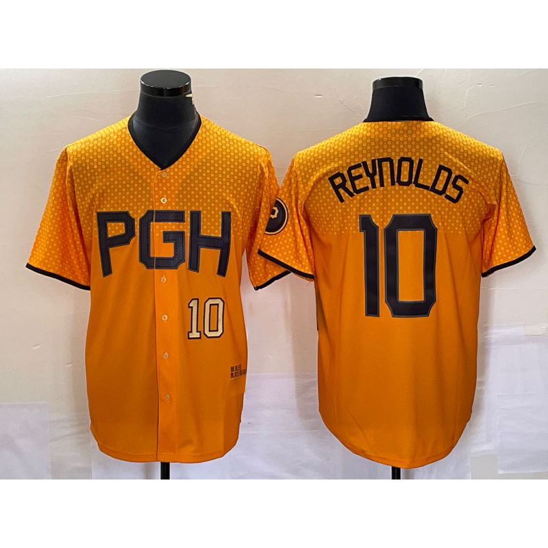 P.Pirates #10 Bryan Reynolds Number Gold 2023 City Connect Stitched Jersey