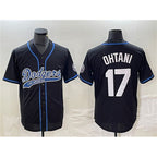 LA.Dodgers #17 Shohei Ohtani Black Cool Base With Patch Stitched 2 Stitched Jersey