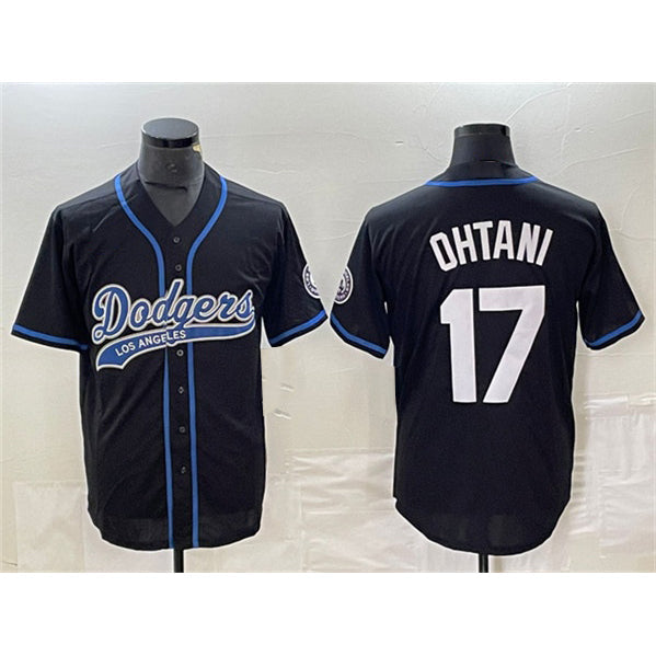 LA.Dodgers #17 Shohei Ohtani Black Cool Base With Patch Stitched 2 Stitched Jersey