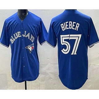 TB.Jays #57 Shane Bieber Blue Cool Base Jersey