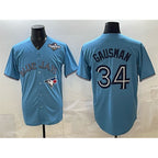 TB.Jays #34 Kevin Gausman Blue 2025 World Series Cool Base Stitched Jersey