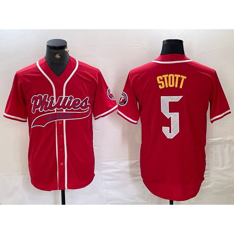 P.Phillies #5 Bryson Stott Red Cool Base Stitched Jersey