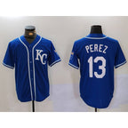 KC.Royals #13 Salvador Perez Blue KC Cool Base Stitched Jersey