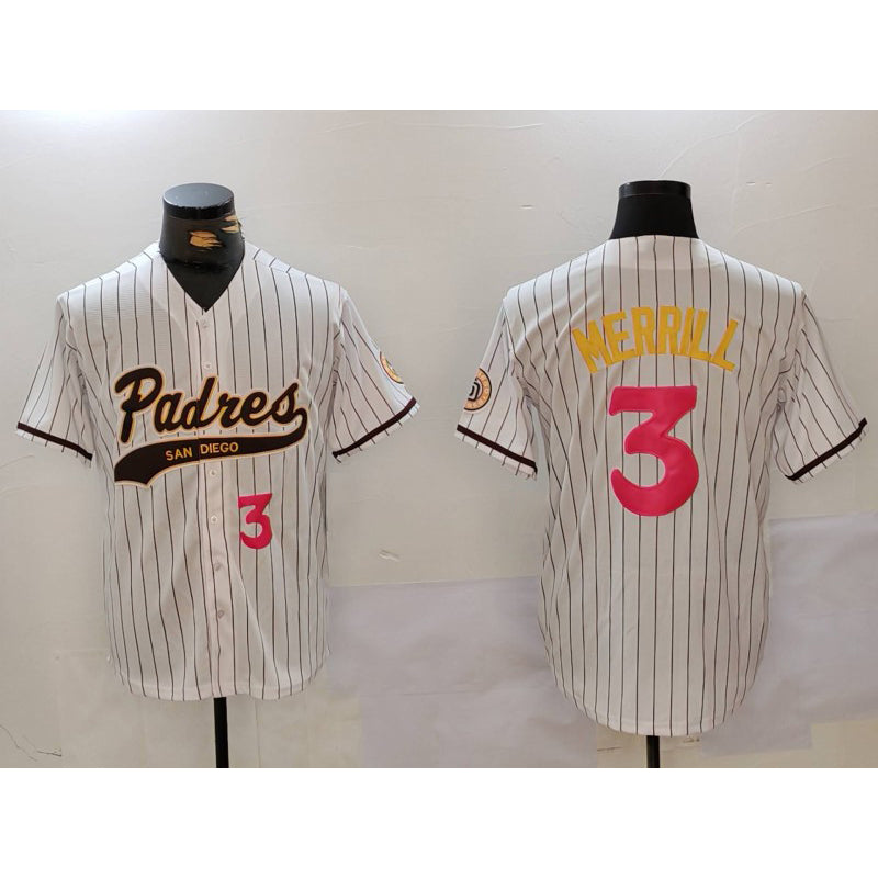 SD.Padres #3 Jackson Merrill White Cool Base Stitched Jersey