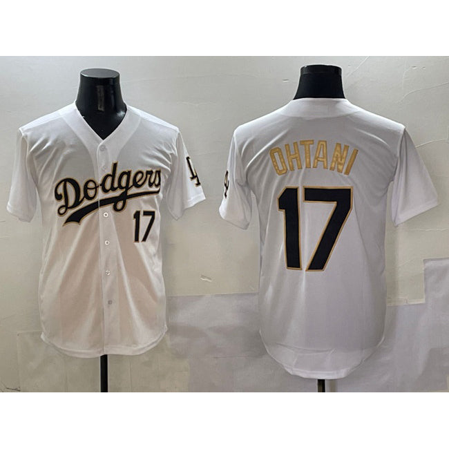 LA.Dodgers #17 Shohei Ohtani White Gold Limited Stitched Jersey
