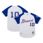 A.Braves #10 Chipper Jones Mitchell & Ness White 2004 Cooperstown Collection Authentic Throwback Jersey