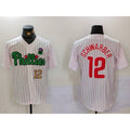 P.Phillies #12 Kyle Schwarber White Green Cool Base Stitched Jerseys