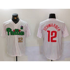 P.Phillies #12 Kyle Schwarber White Green Cool Base Stitched Jerseys