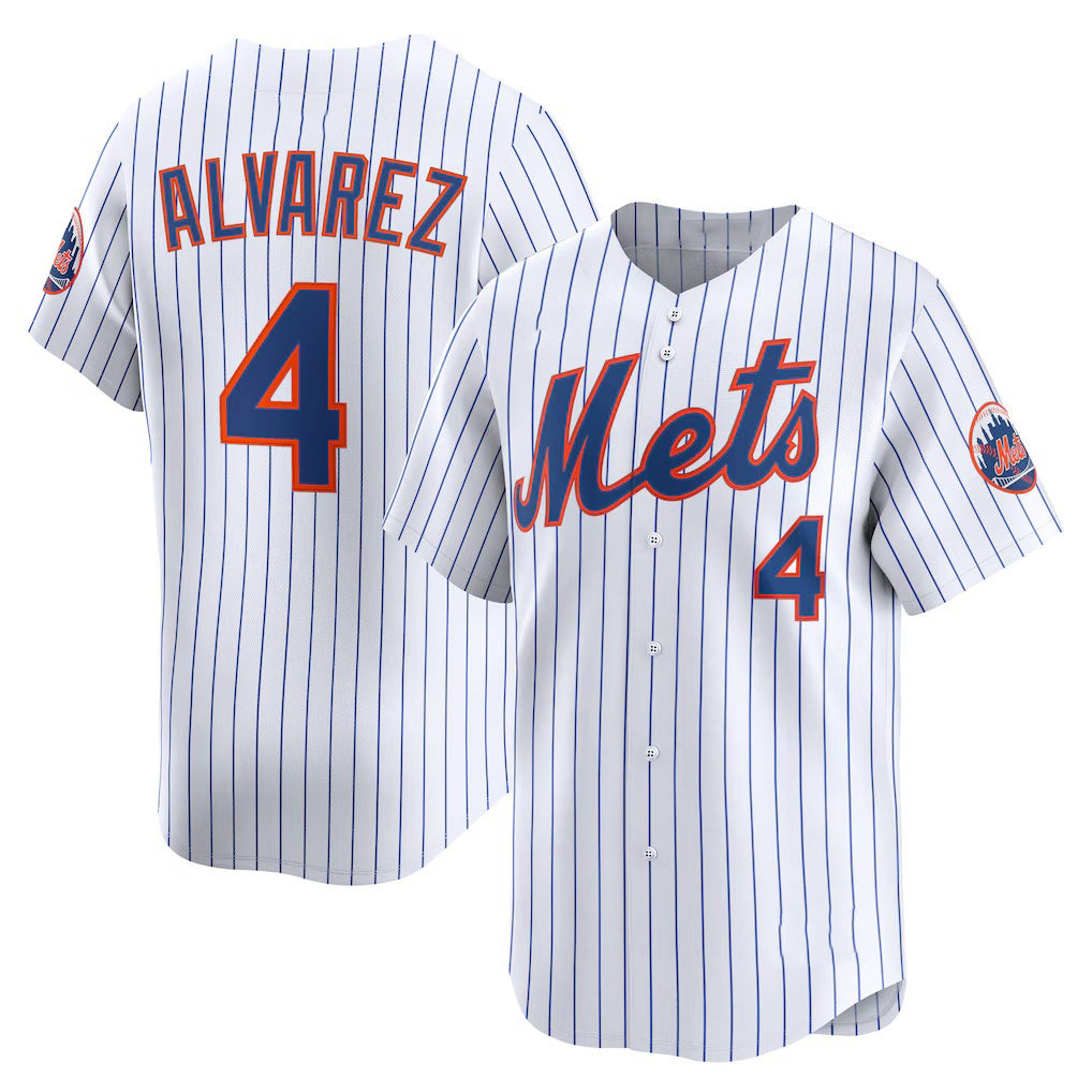 NY.Mets #4 Francisco Alvarez White Home Limited Player Jersey