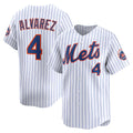 NY.Mets #4 Francisco Alvarez White Home Limited Player Jersey