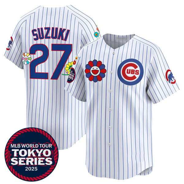 C.Cubs #27 Seiya Suzuki White 2025 Tokyo Series Limited Stitched Jersey