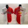 H.Astros #2 Alex Bregman White Orange Split Stitched 2  Jersey