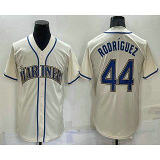 S.Mariners #44 Julio rodriguez Cream Stitched Cool Base Jersey