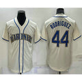 S.Mariners #44 Julio rodriguez Cream Stitched Cool Base Jersey