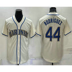 S.Mariners #44 Julio rodriguez Cream Stitched Cool Base Jersey
