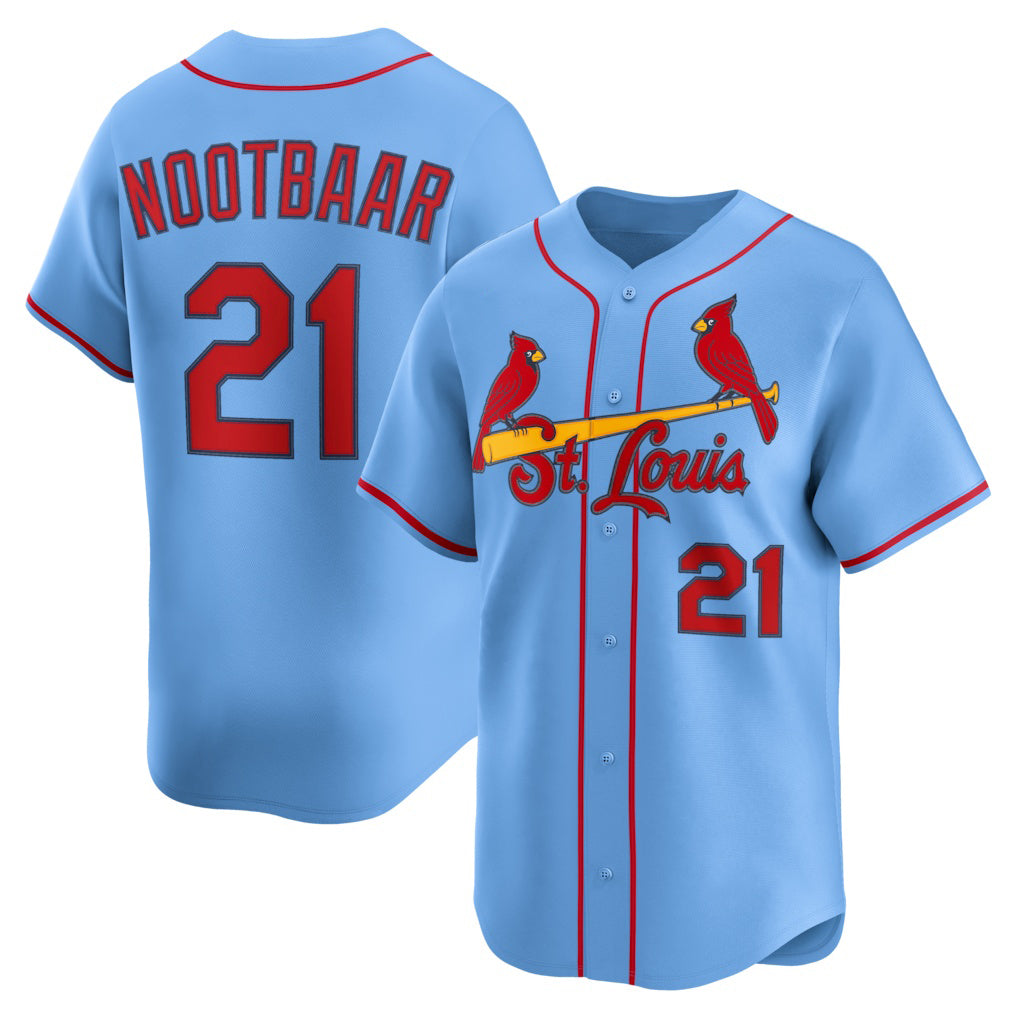 St. Louis Cardinals #21 Lars Nootbaar Light Blue Alternate Limited Jersey