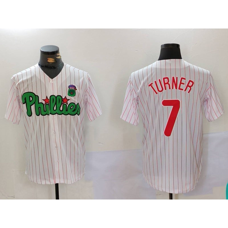P.Phillies #7 Trea Turner White Green Cool Base 2 Stitched Jersey