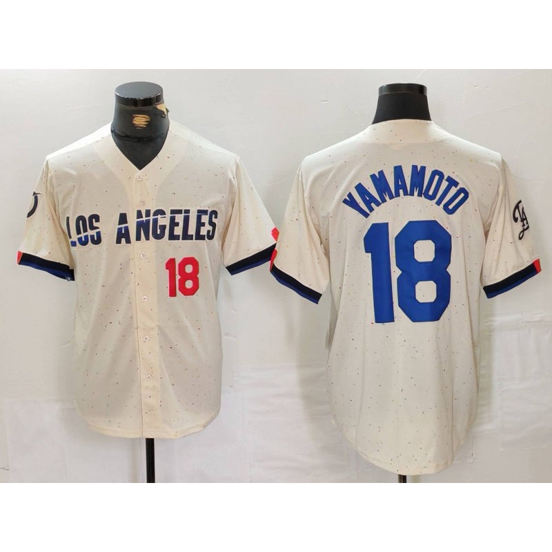 LA.Dodgers #18 Yoshinobu Yamamoto Number Cream 2024 City Connect Limited Stitched Jersey