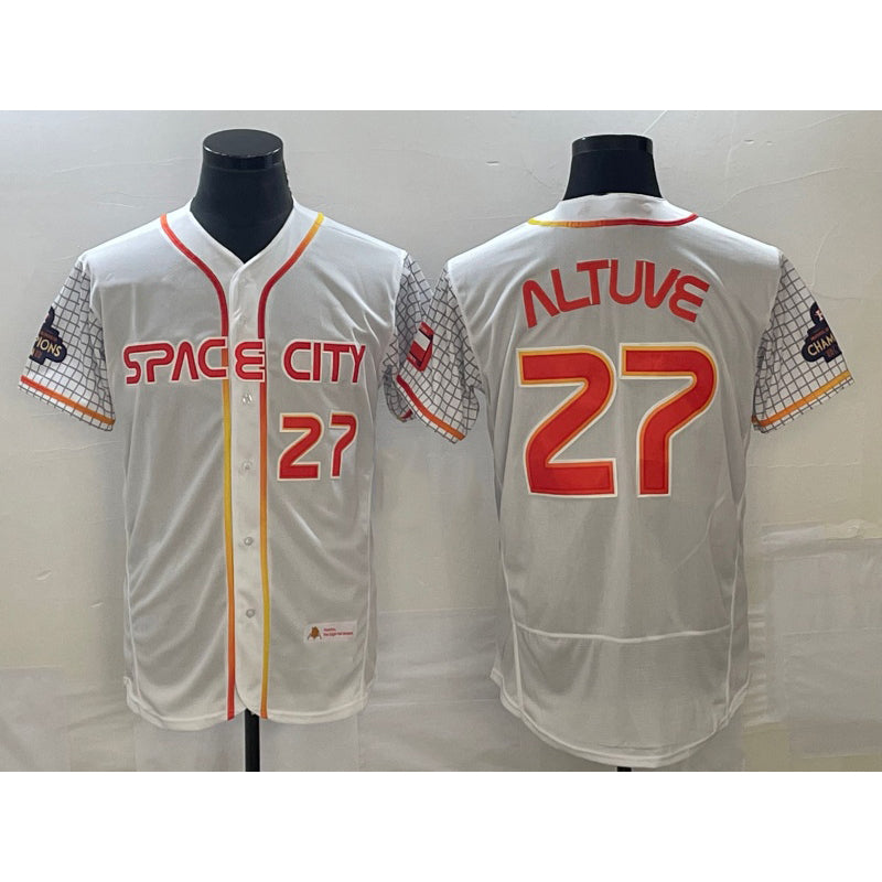 H.Astros #27 Jose Altuve Number White 2023 City Connect Flex Base 2 Stitched Jersey