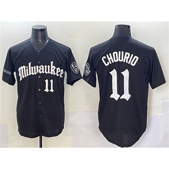 M.Brewers #11 Jackson Chourio Black 'Gothic 414 Shadows Edition' Vapor Premier Limited Stitched Jersey
