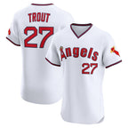 LA.Angels #27 Mike Trout Number White Alternate 2 Elite Jersey