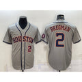 H.Astros #2 Alex Bregman Number Grey With Patch Stitched Cool Base Jersey
