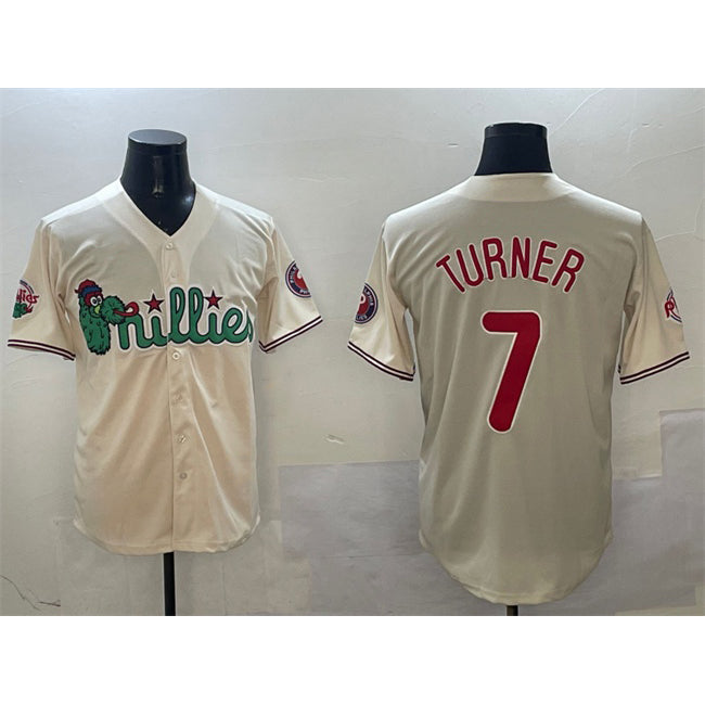 P.Phillies #7 Trea Turner Cream Phanatic Limited Stitched Jersey