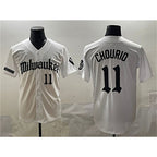 M.Brewers #11 Jackson Chourio White 'Gothic 414 Shadows Edition' Vapor Premier Limited Stitched Jersey
