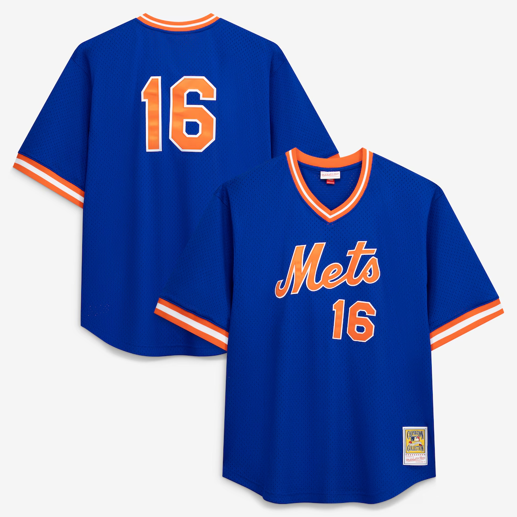 NY.Mets #16 Dwight Gooden Profile Royal Big & Tall Cooperstown Collection Mesh Batting Practice Jersey