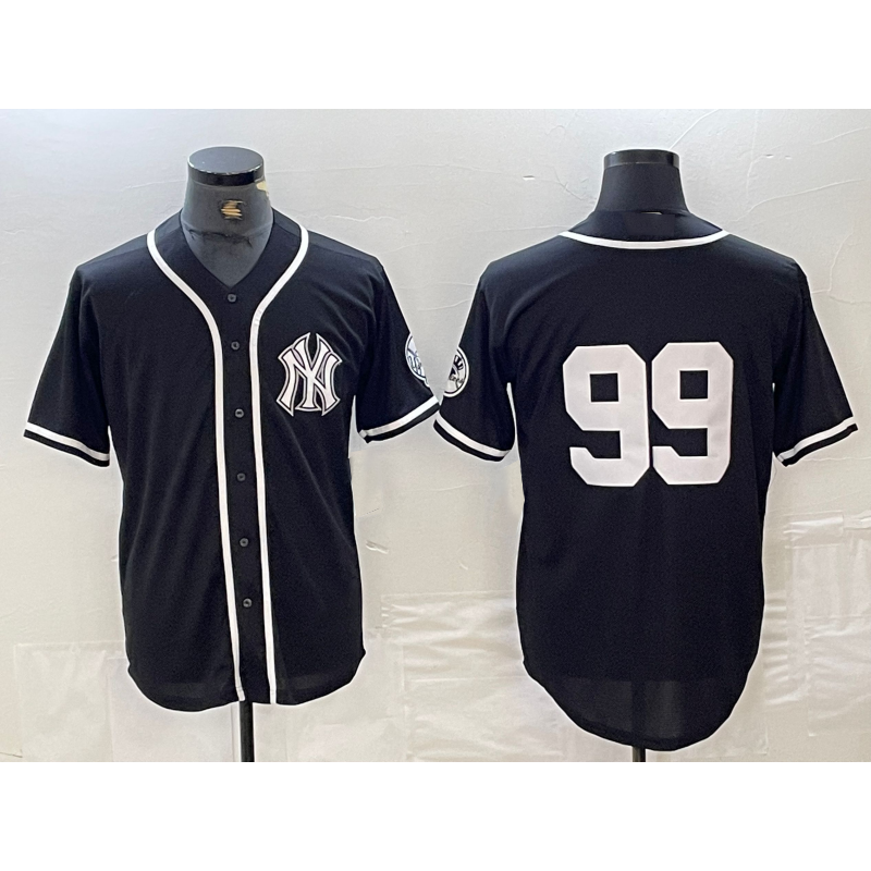 NY.Yankees #99 Aaron Judge No Name Black White Cool Base Stitched Jersey