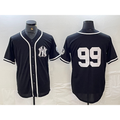 NY.Yankees #99 Aaron Judge No Name Black White Cool Base Stitched Jersey