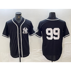 NY.Yankees #99 Aaron Judge No Name Black White Cool Base Stitched Jersey