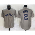 NY.Yankees #2 Derek Jeter Gray Cool Base Stitched  Jersey