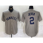 NY.Yankees #2 Derek Jeter Gray Cool Base Stitched  Jersey