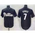 P.Phillies #7 Trea Turner Black Lights Out Limited Stitched Jersey