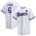 T.Rangers #6 Josh Jung 2023 White World Series Stitched Jersey