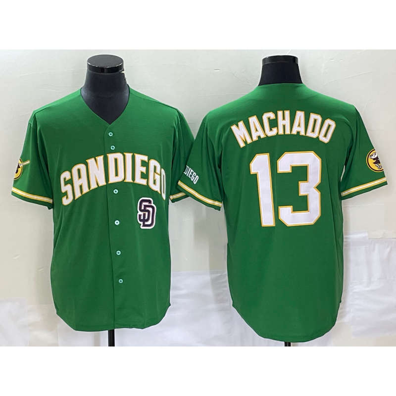 SD.Padres #13 Manny Machado Green Cool Base Stitched Jersey