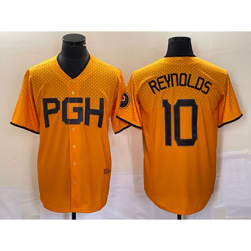 P.Pirates #10 Bryan Reynolds Gold 2023 City Connect Stitched Jersey